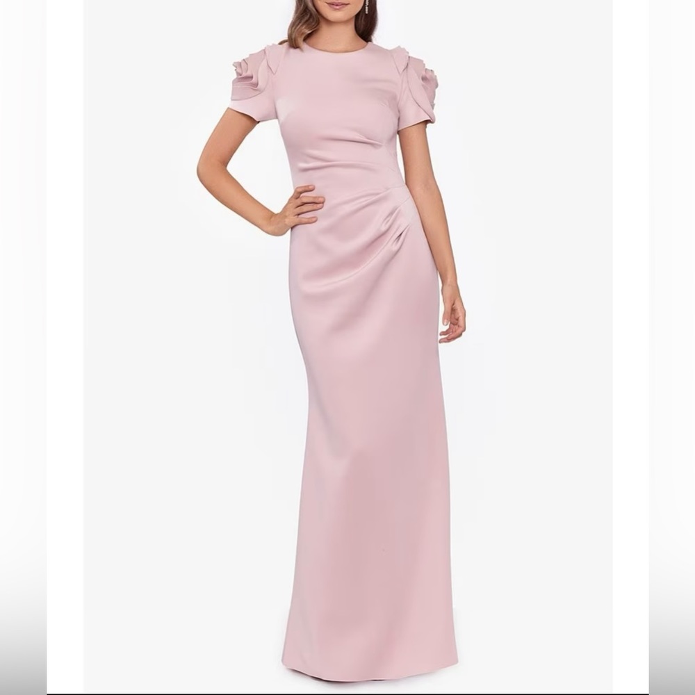 Xscape pink/blush dress. Ruched fit & flare gown . Long dress